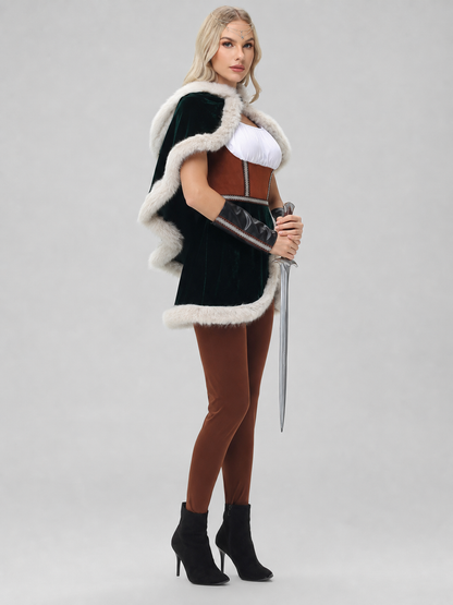 Viking Stage Costume with Cape and Fur Trim