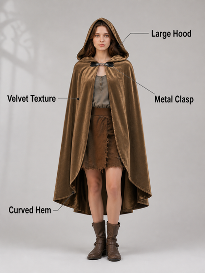 Brown Hooded Costume Cloak