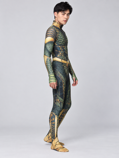Jumpsuit Costume with High Collar and Pattern side view