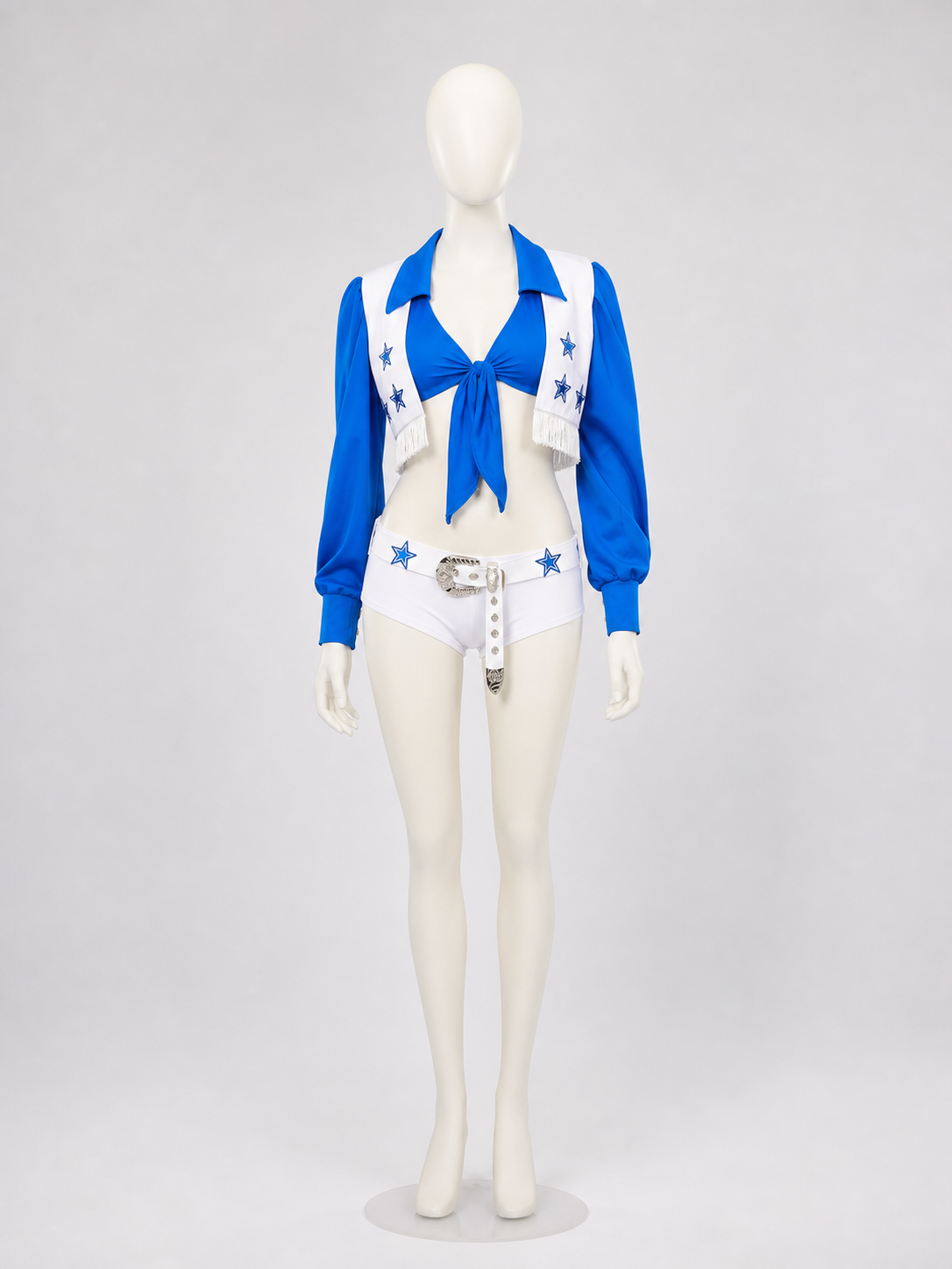 Performance Costume, Blue and White, Stars and Fringe side view