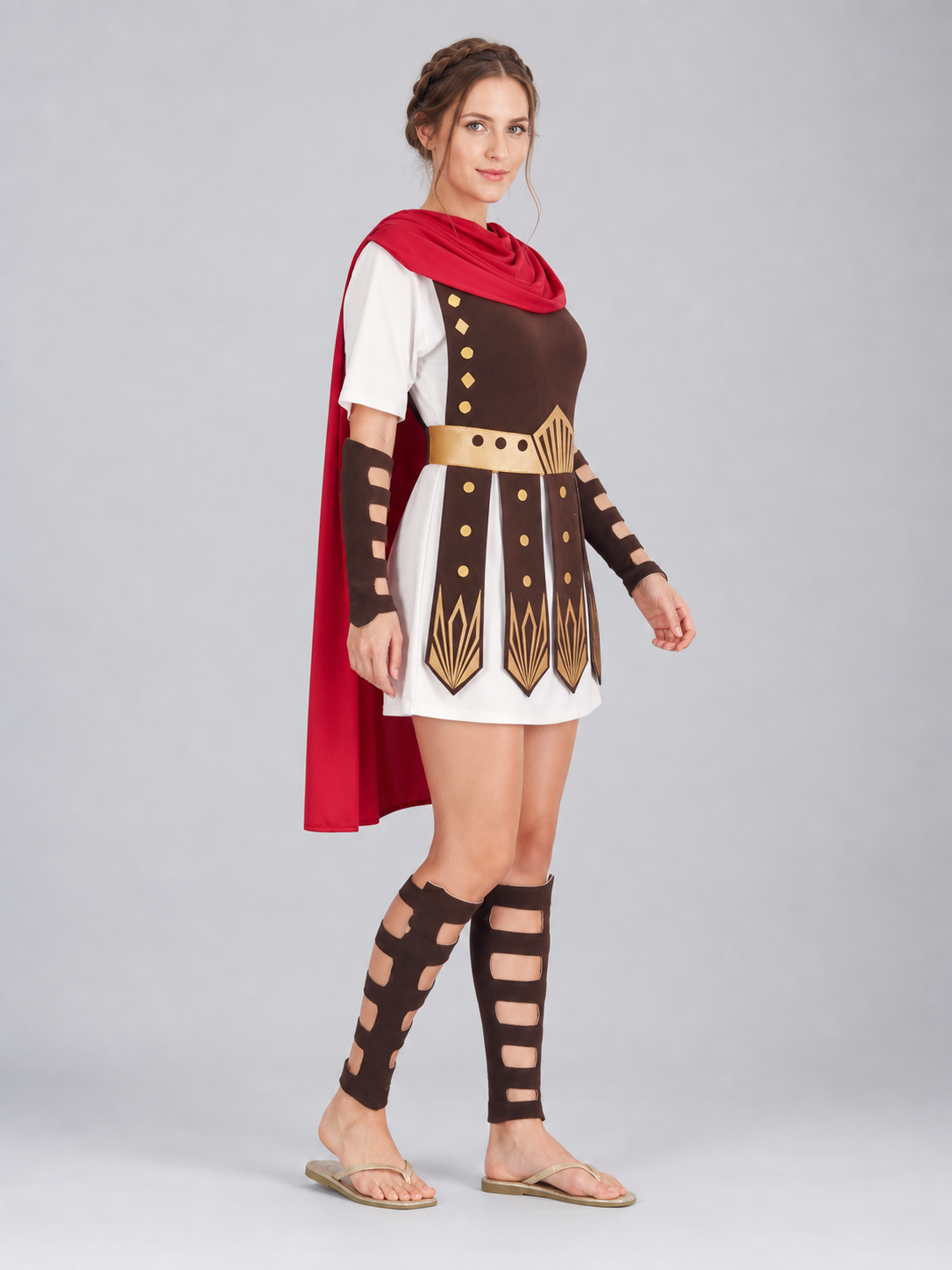 Roman Gladiator Costume with Cape and Accessories
