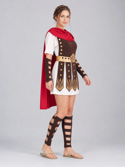 Roman Gladiator Costume with Cape and Accessories