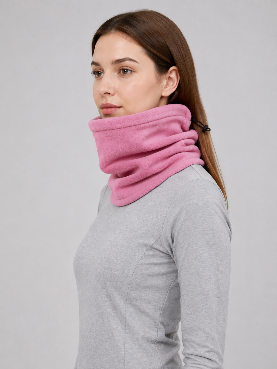 Insulated Neck Gaiter with a High Collar, Pink side view