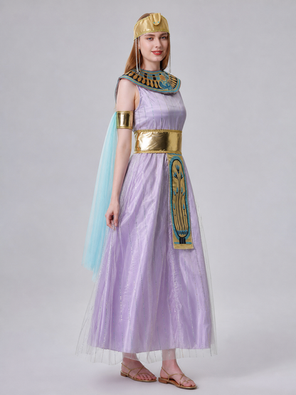 Cleopatra Costume with Long Dress and Egyptian Decorations