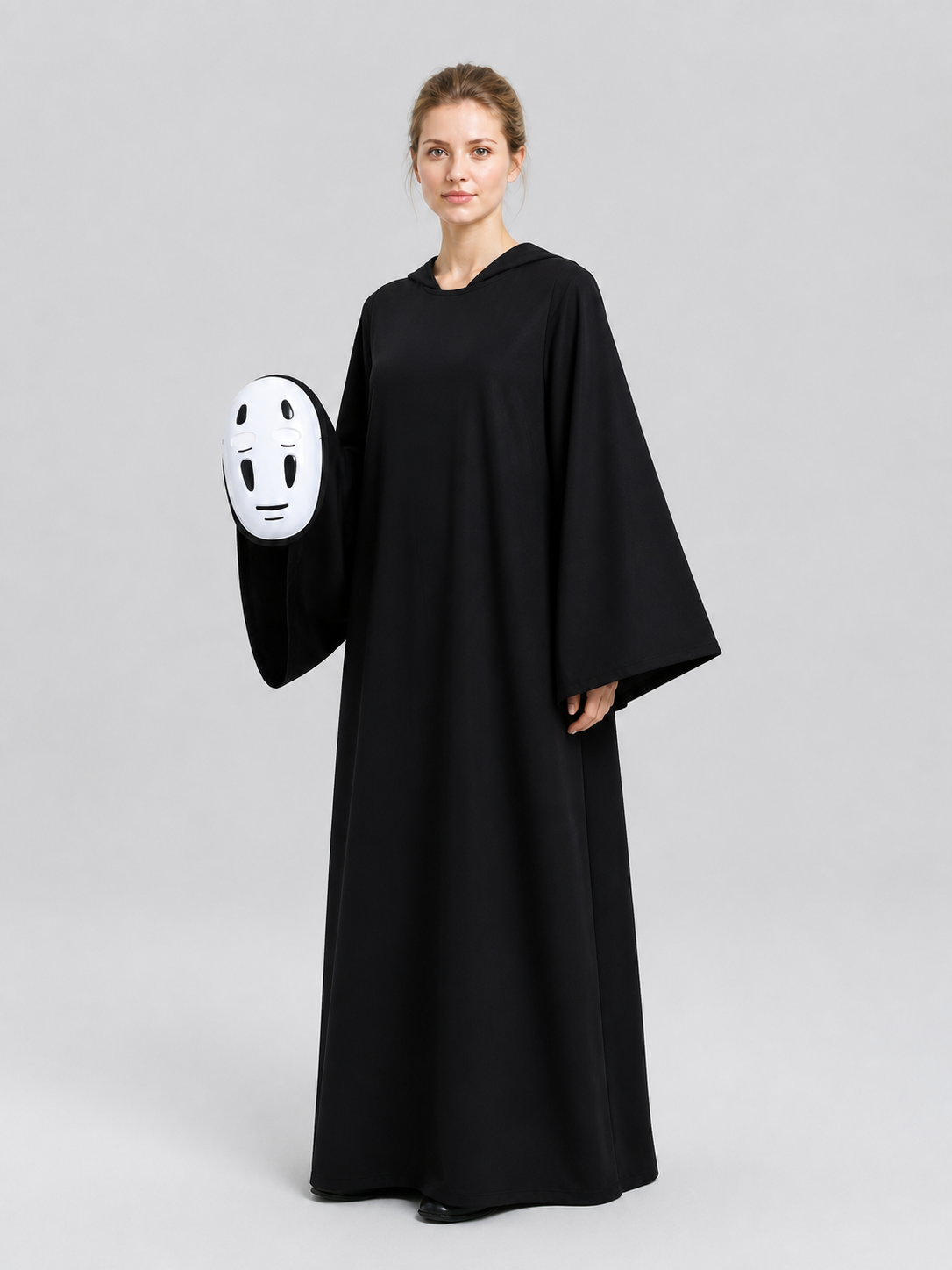 No-Face Cosplay Costume with Mask and Hood side view