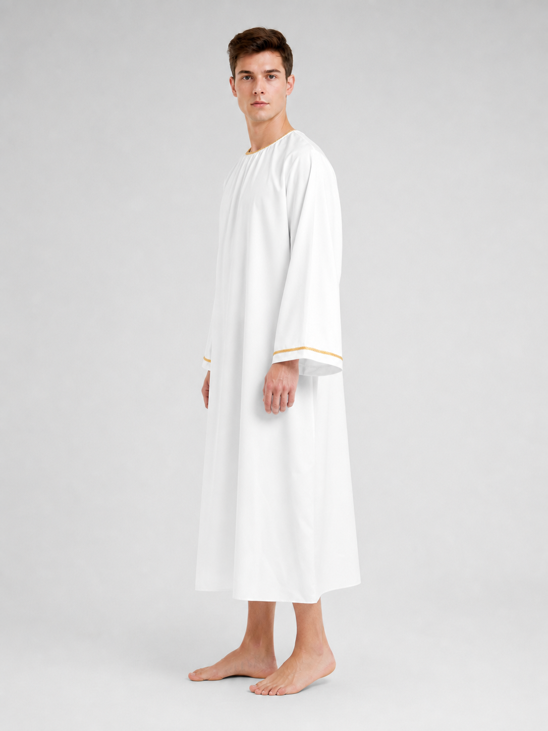 White Cosplay Cloak with Gold Trim