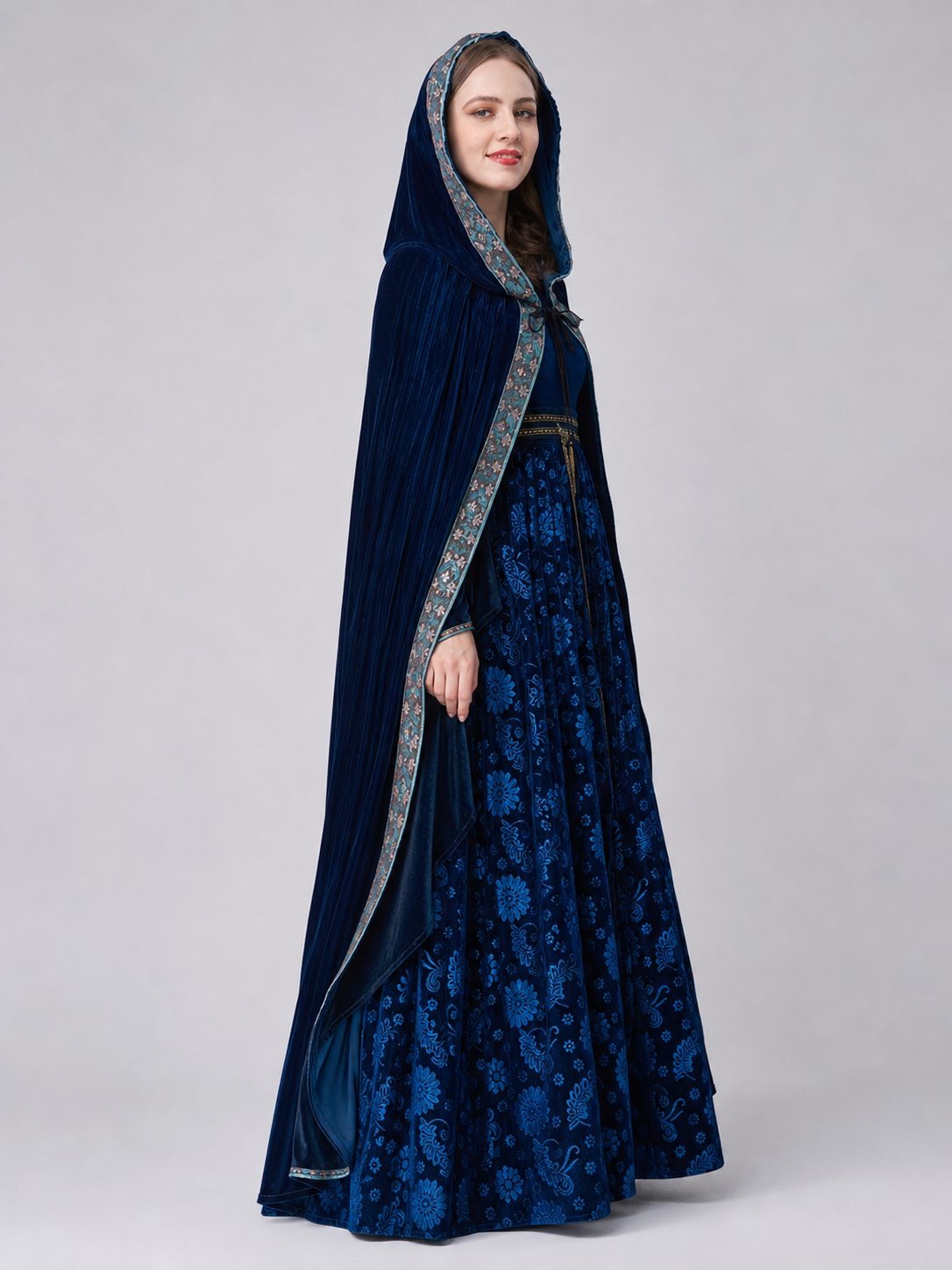 Queen cosplay costume with hood and cape