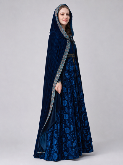 Queen cosplay costume with hood and cape
