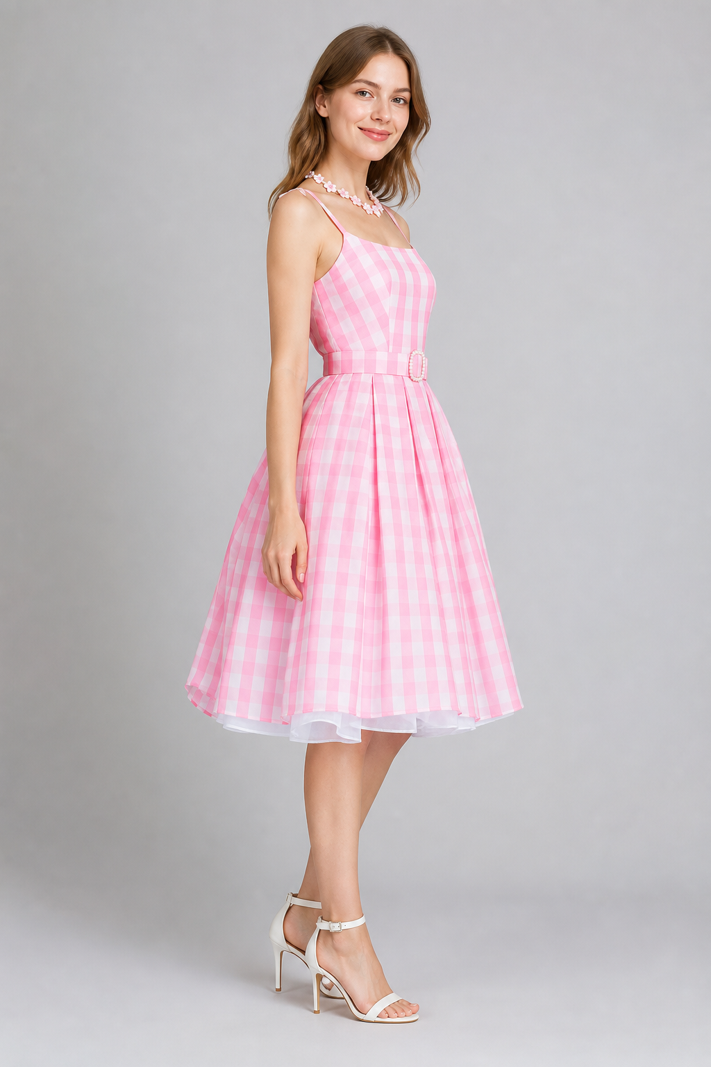Barbie-Style Cosplay Dress, Pink Gingham