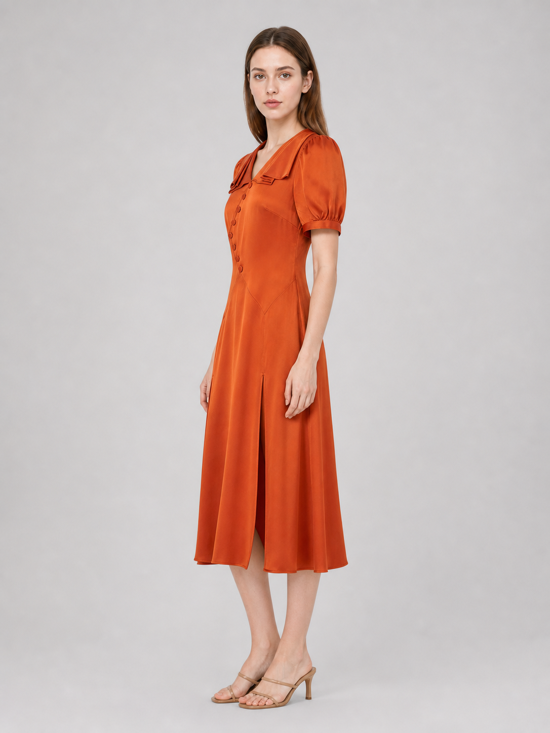 Cosplay Dress with Peter Pan Collar and Side Slits