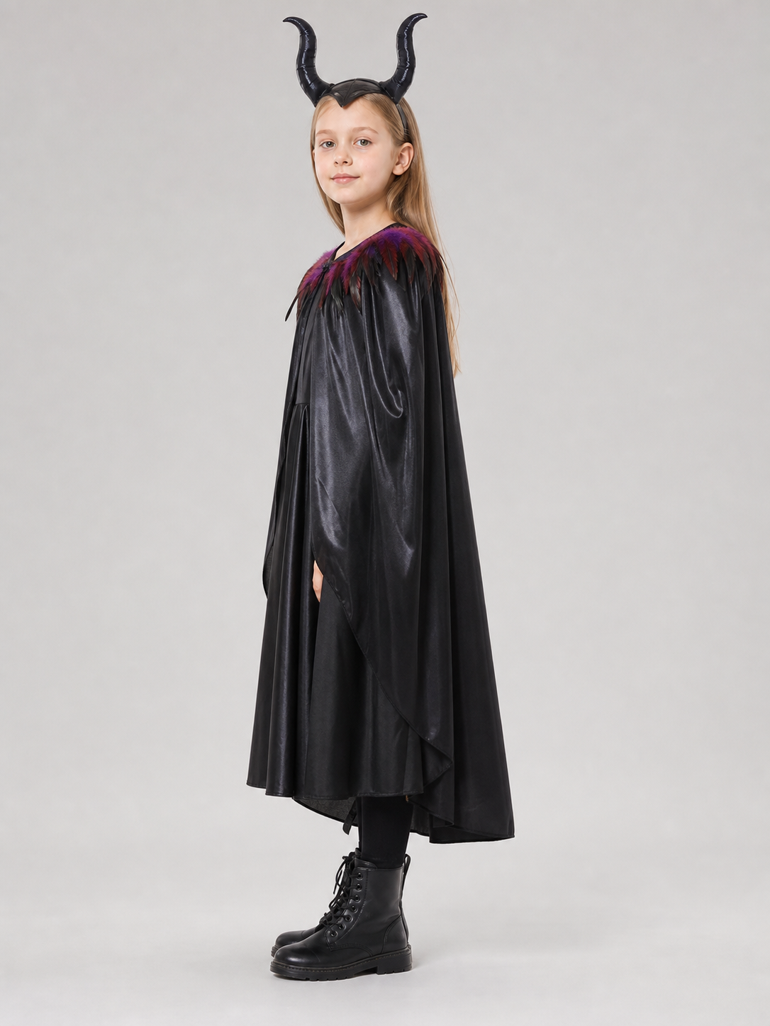 Halloween Witch Costume with Horns and Cape