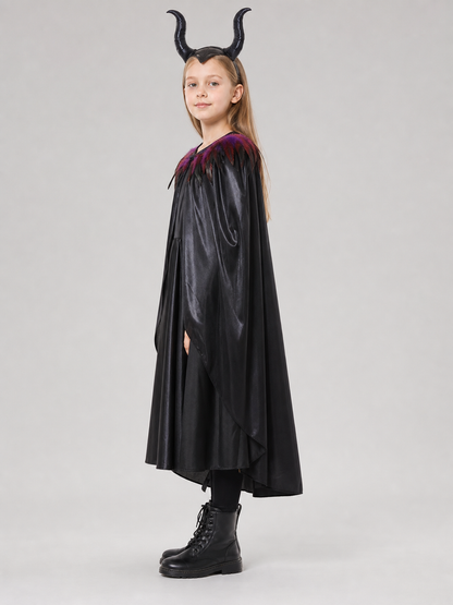 Halloween Witch Costume with Horns and Cape