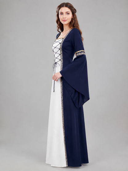 Medieval Dress with Lacing and a Flared Skirt side view