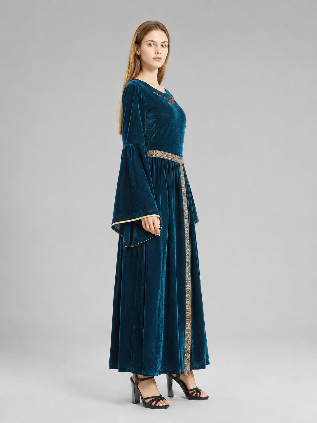 Medieval-Style Costume Dress with Belt side view