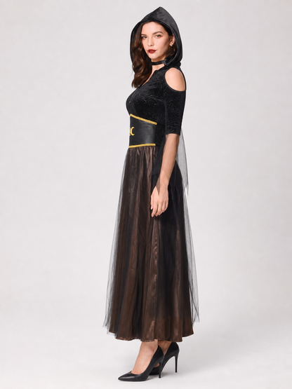 Halloween Witch Costume, Cosplay, Black Cape