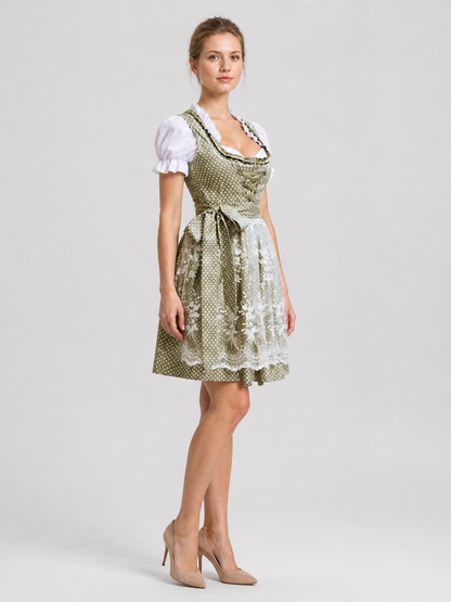 Bavarian-Style Dress with Lace and Lacing side view
