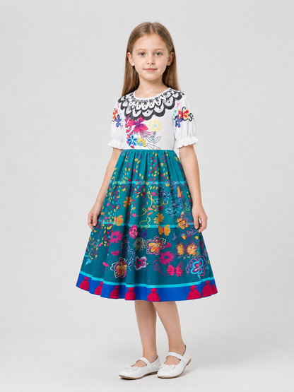 Children's cosplay dress inspired by the film Encanto side view