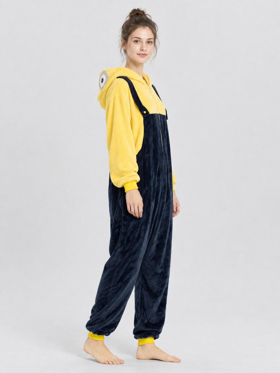 Flannel Hooded Pajama Jumpsuit with Appliqué