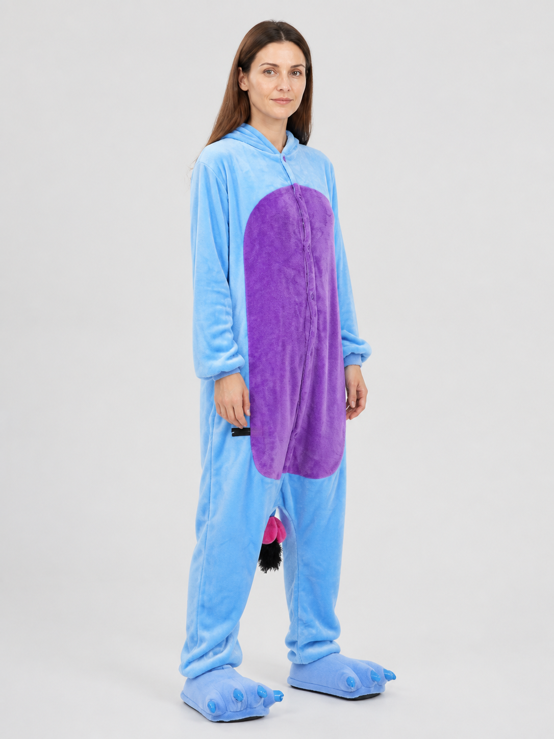 Husky Hooded Paw Flannel Pajama Onesie side view