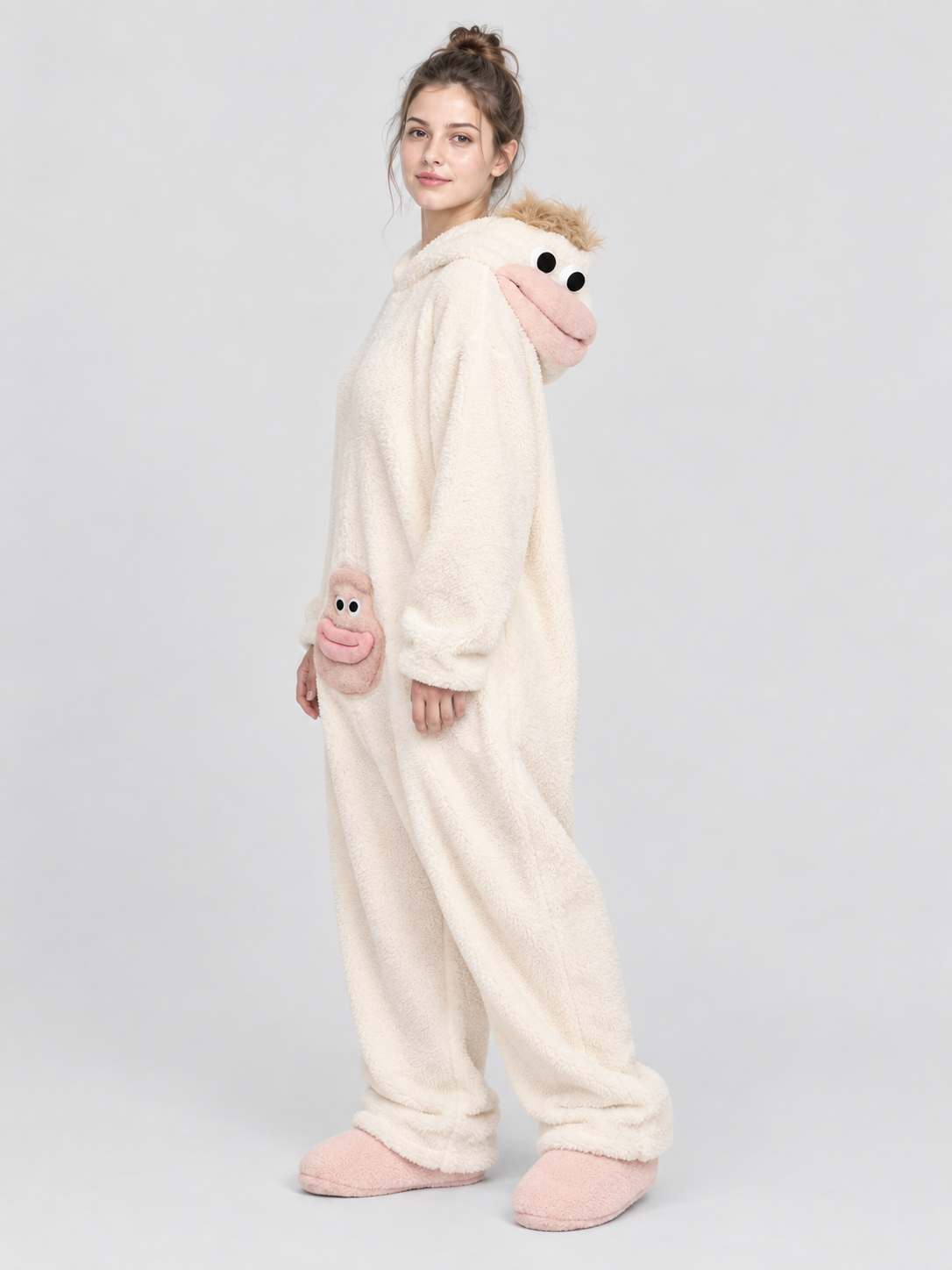 Insulated White Kigurumi Pajama with Hood