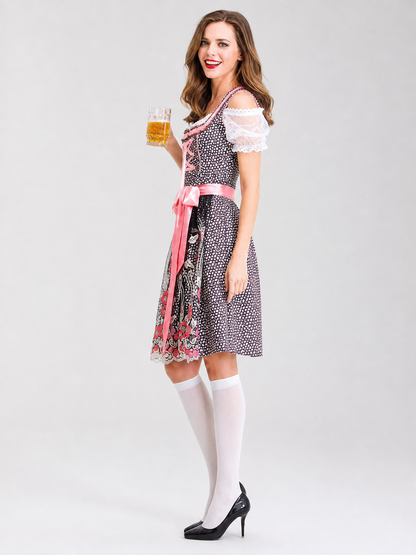 Bavarian-Style Dress with Bow and Lace
