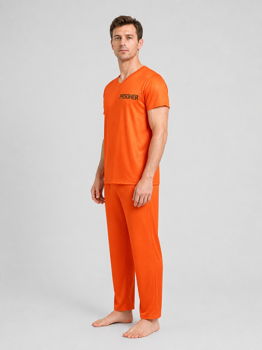 Orange Prisoner Costume for Cosplay, Set side view