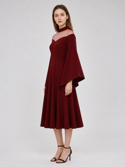 Cosplay Dress with Mesh and High Collar