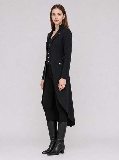 Black Long-Tailed Steampunk Tailcoat