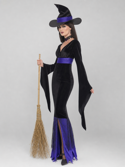 Witch Costume: Dress with Belt and Lace Trim