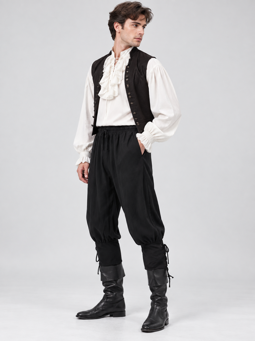 Historical Style Pants Black with Ties