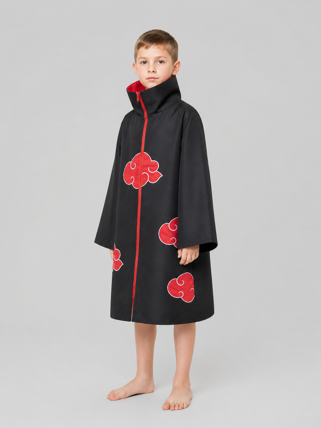 Naruto Akatsuki Cloak for Cosplay, Black with Red Pattern