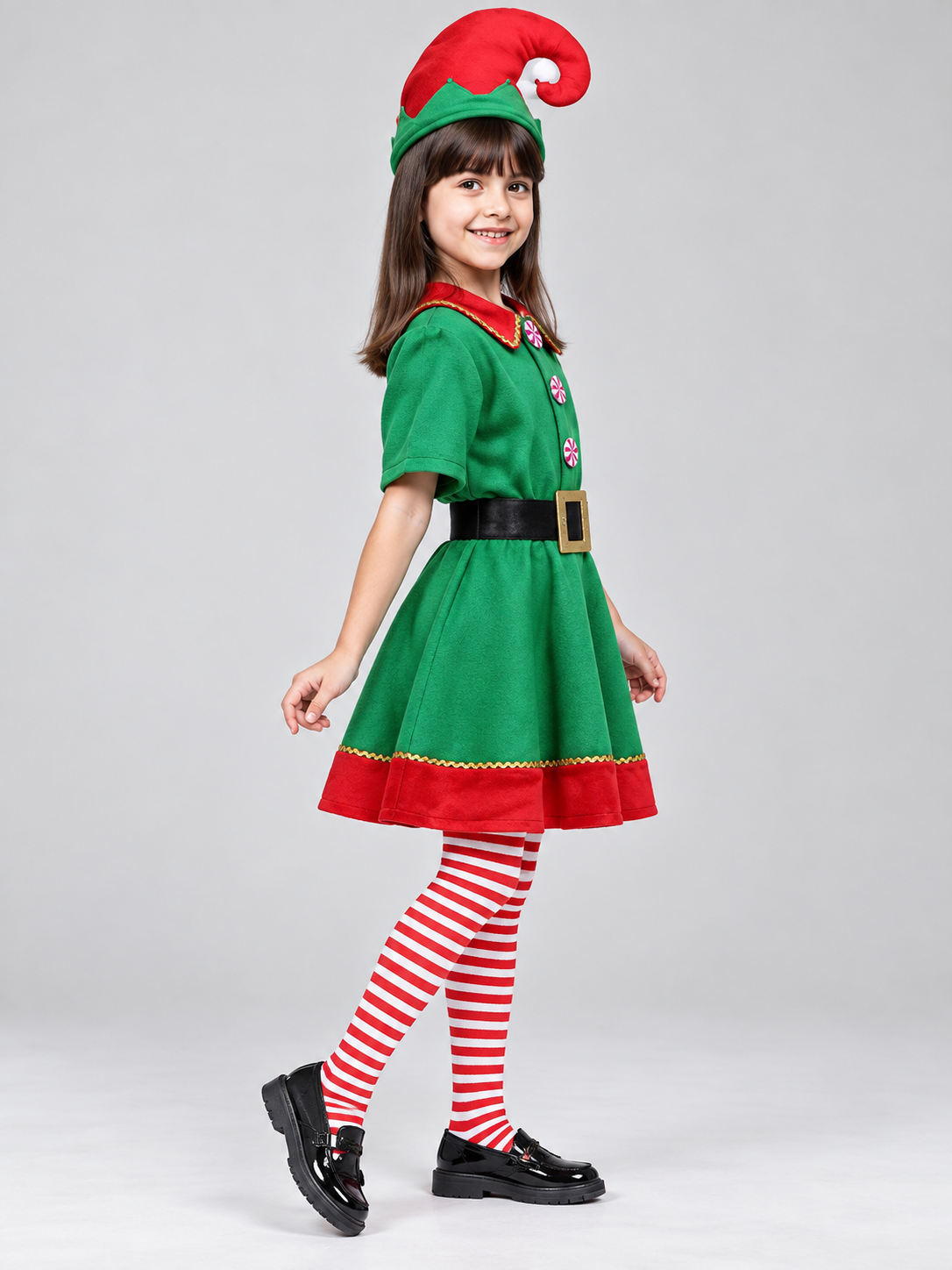 Children’s Christmas Costume with Hat and Belt side view