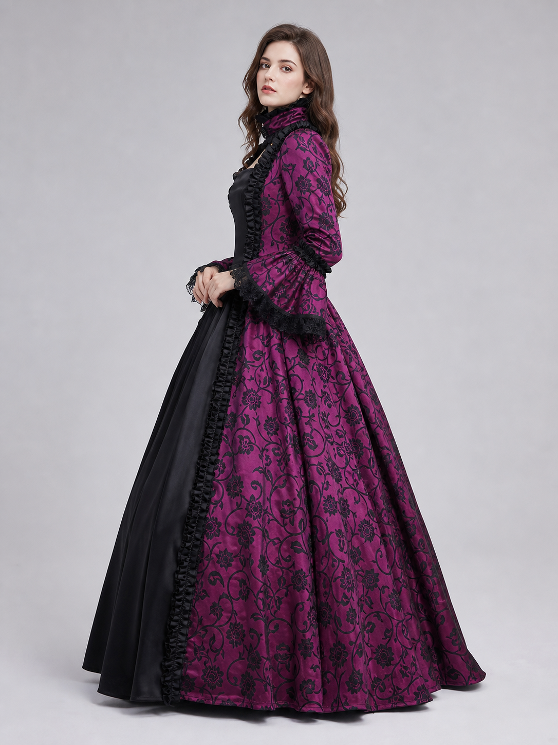 Gothic Victorian-style dress with a full skirt