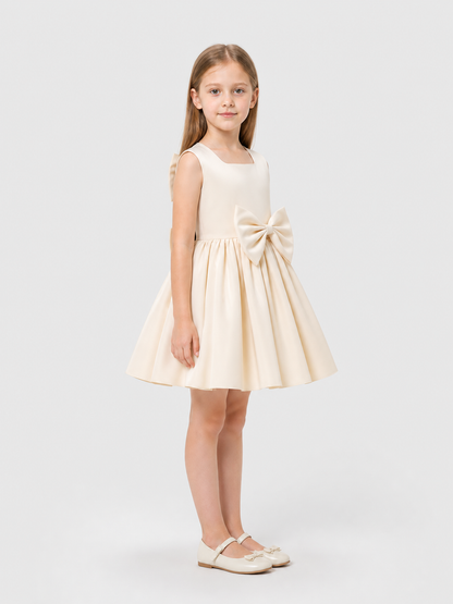 Girls' Formal Princess Dress with Bow and Full Skirt side view