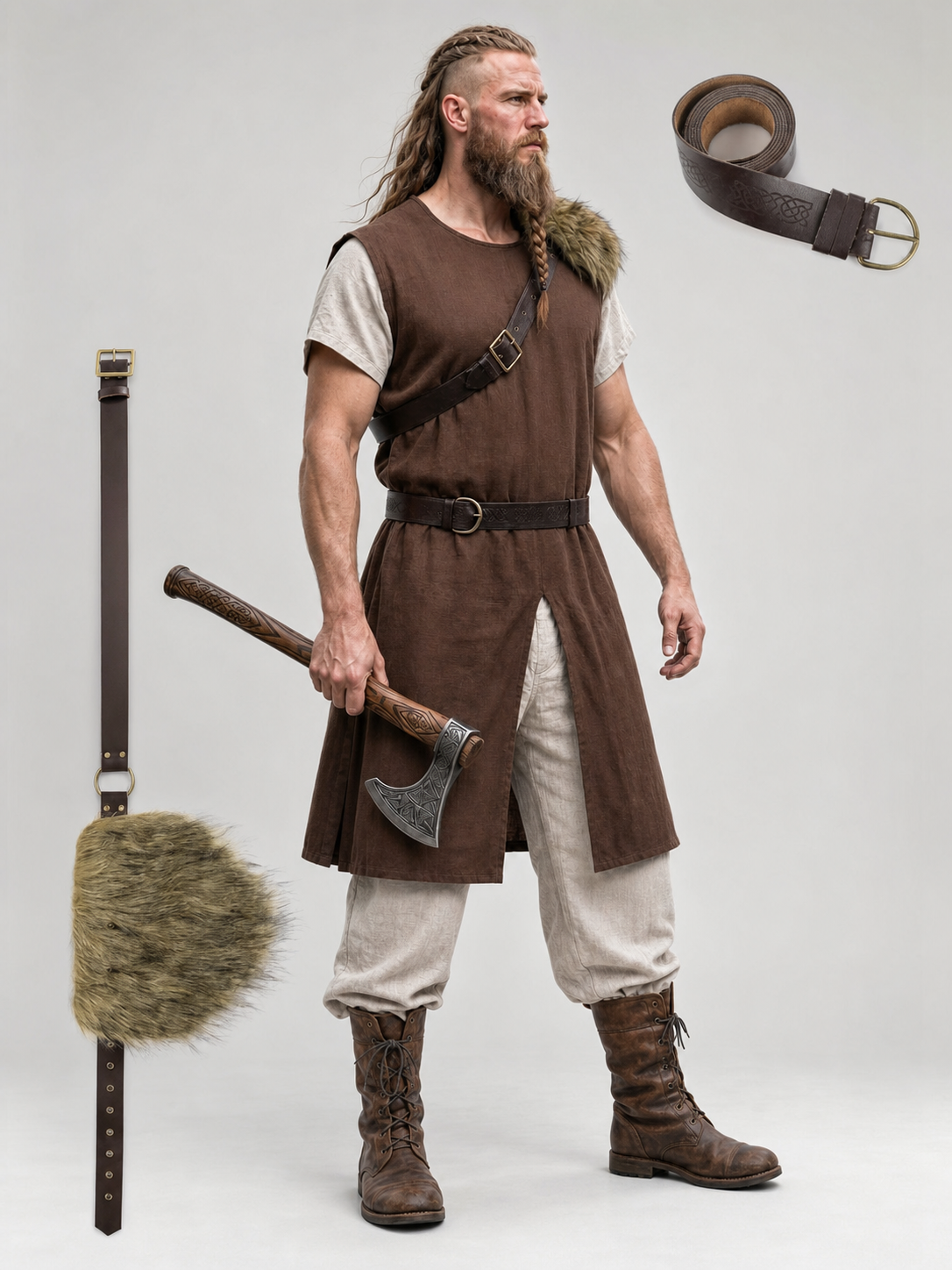 Long Brown Sleeveless Vest Tunic