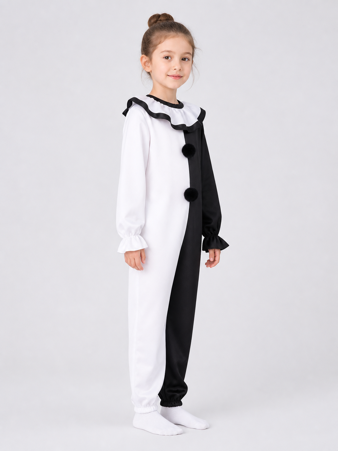 Black and White Clown Jumpsuit Costume for Halloween