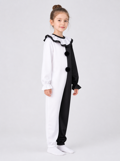 Black and White Clown Jumpsuit Costume for Halloween