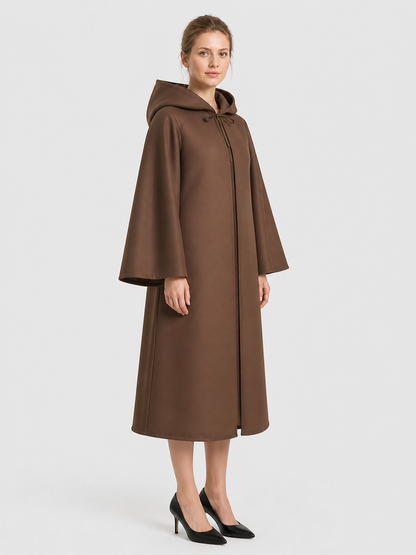 Brown Hooded Cloak for Cosplay and Halloween side view