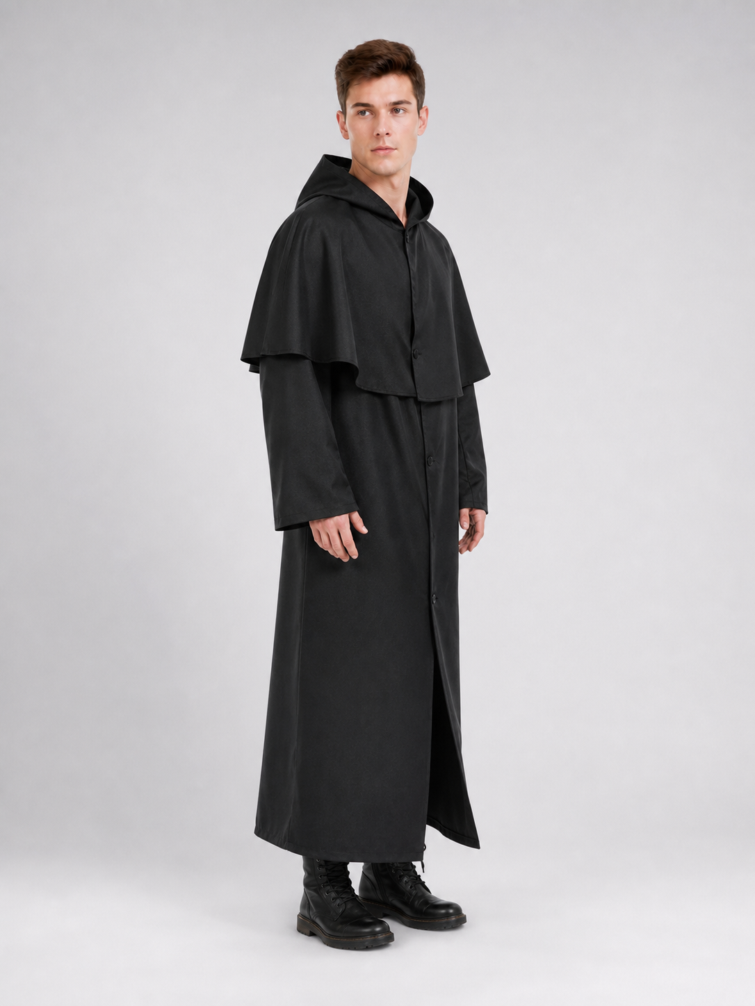 Long Black Hooded Cloak for Cosplay