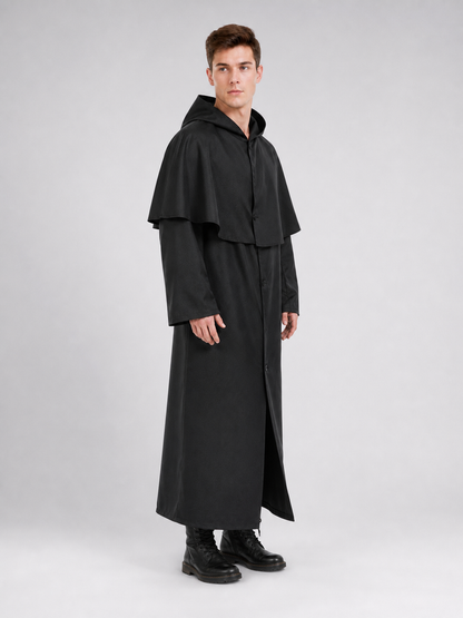 Long Black Hooded Cloak for Cosplay