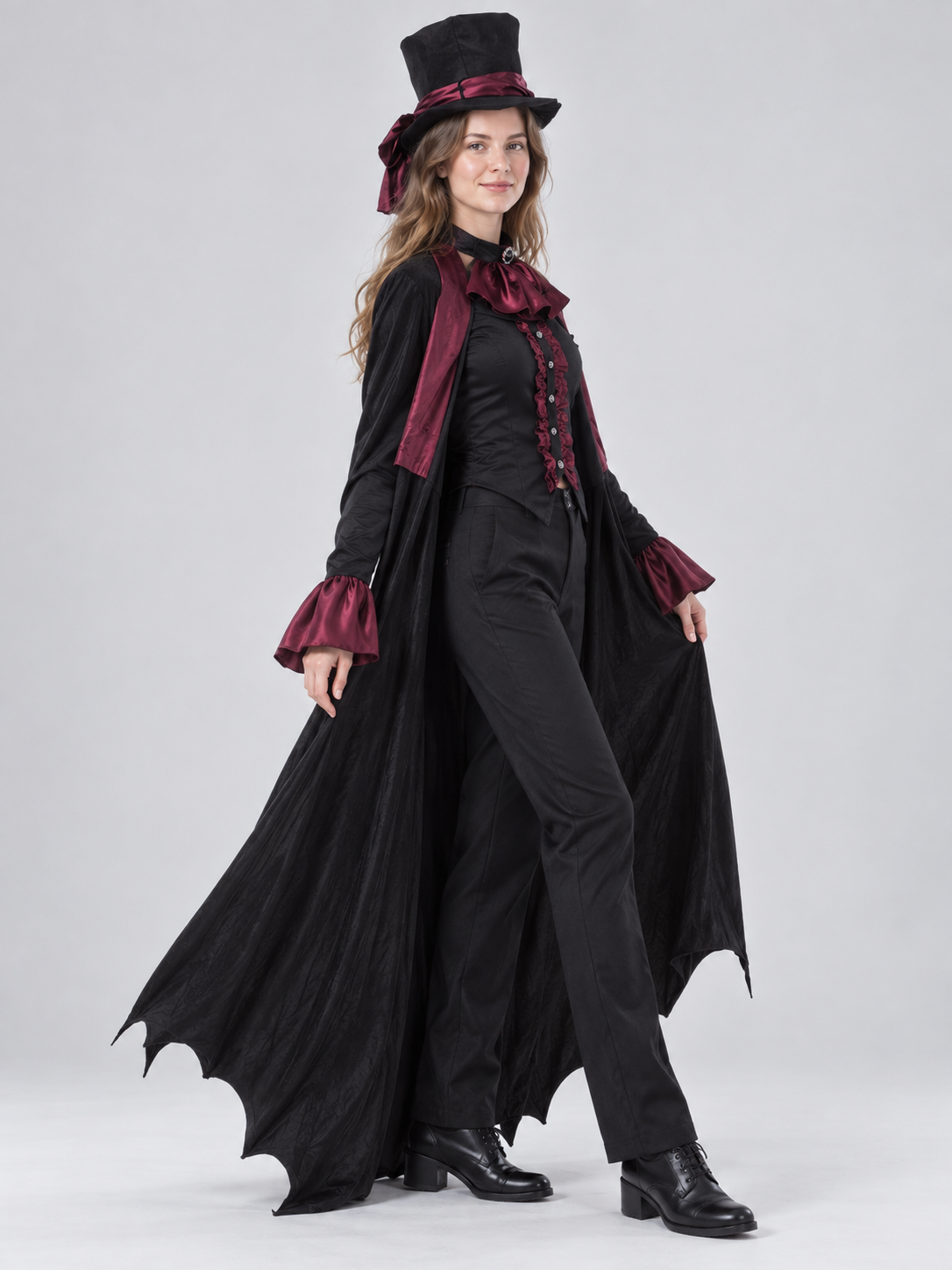 Vampire Costume with Tall Hat and Cape