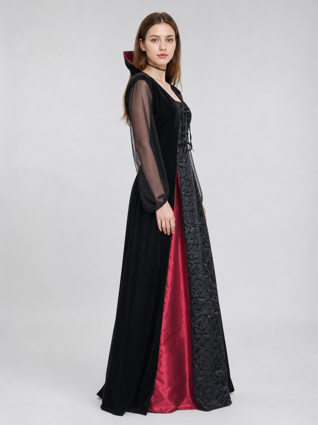Gothic long dress for cosplay and masquerade