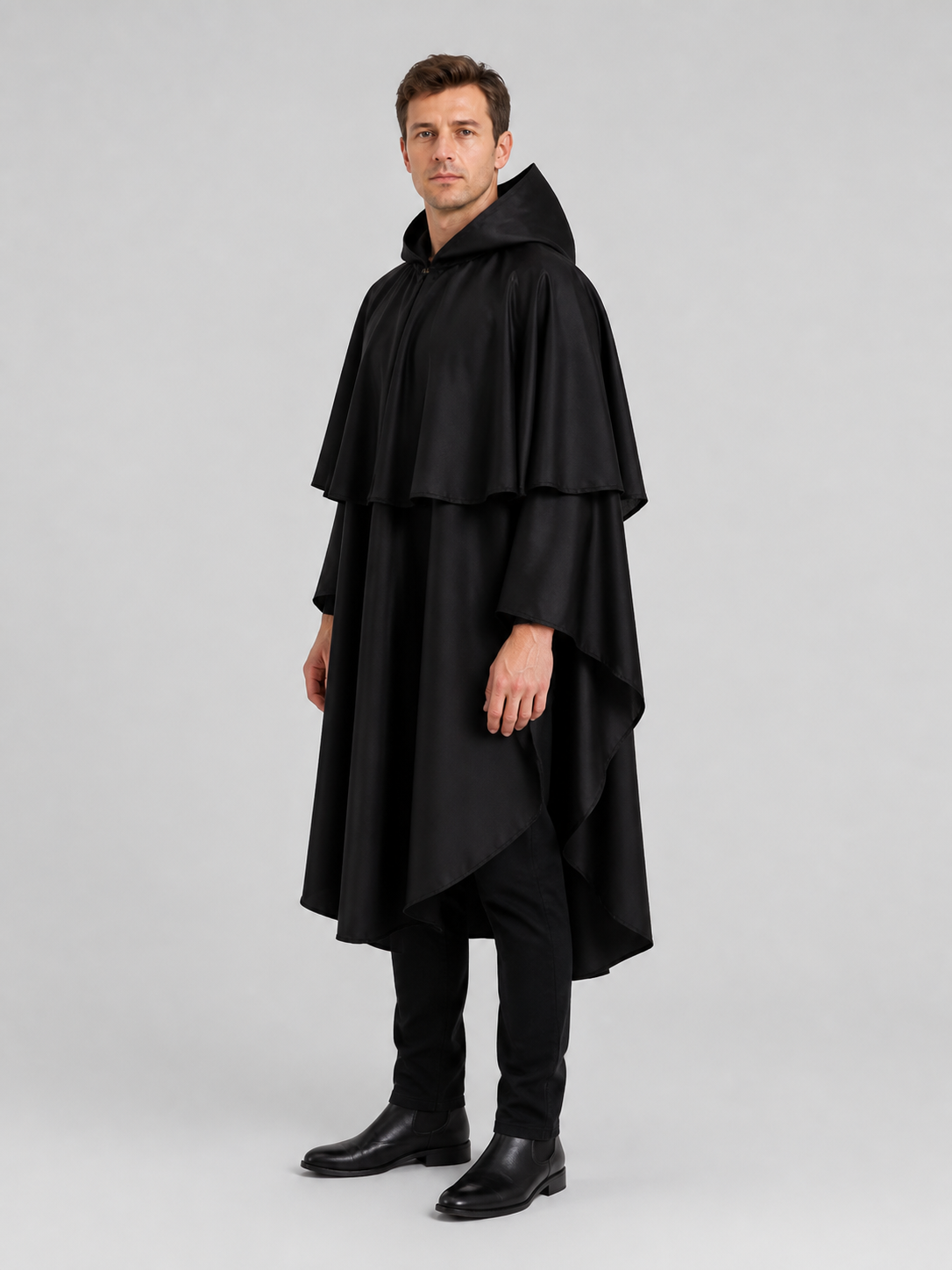 Medieval Long Hooded Cloak for Cosplay side view