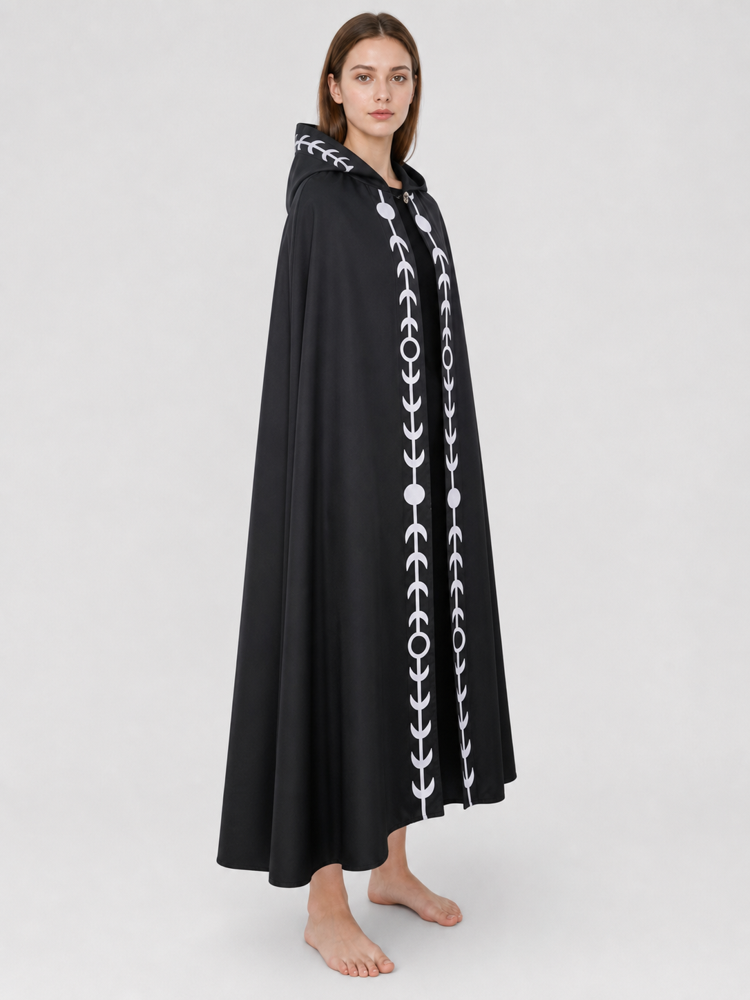 Black Hooded Cape, Medieval Style