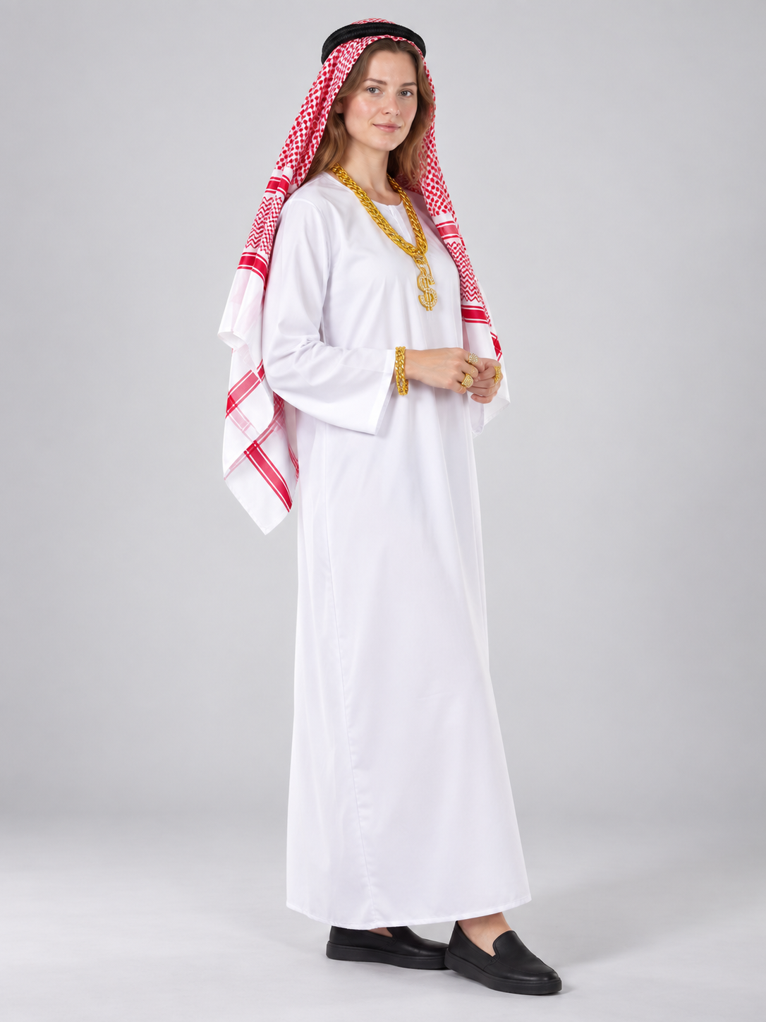 Arabian-Style Carnival Costume with Shirt and Headscarf