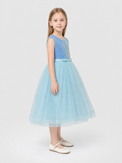 Children's Princess Dress with Sequins and a Full Skirt side view