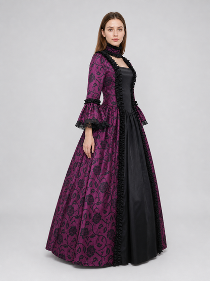 Gothic Victorian Dress with Flared Sleeves
