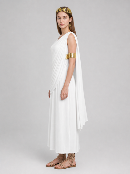 White draped dress with flowing train product view 21