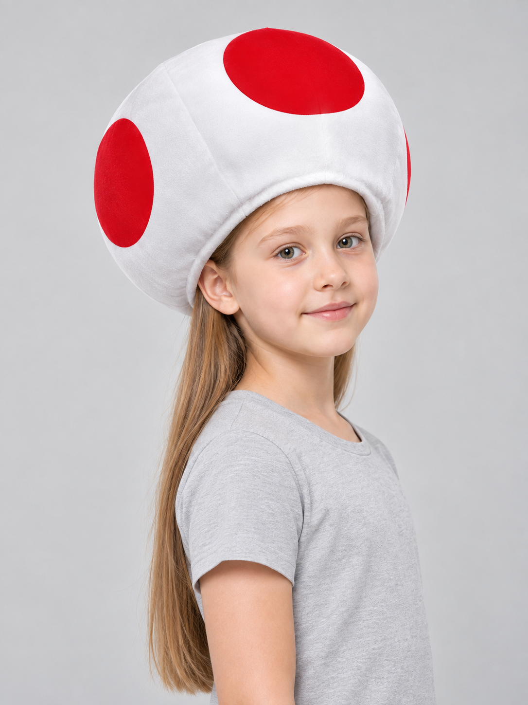 3D cosplay hat with red circular elements side view