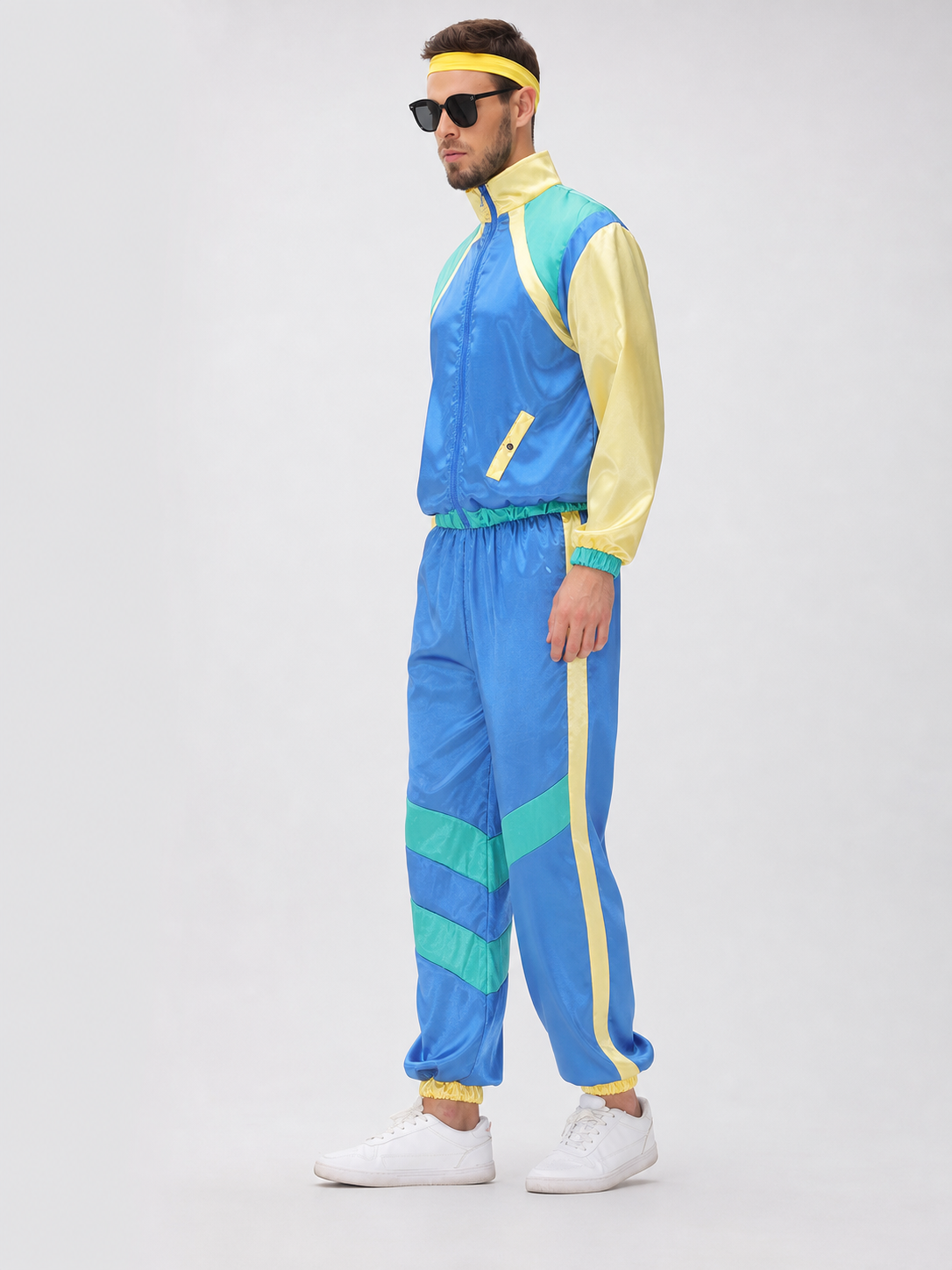 Sporty Jumpsuit with Zipper and Colorful Panels